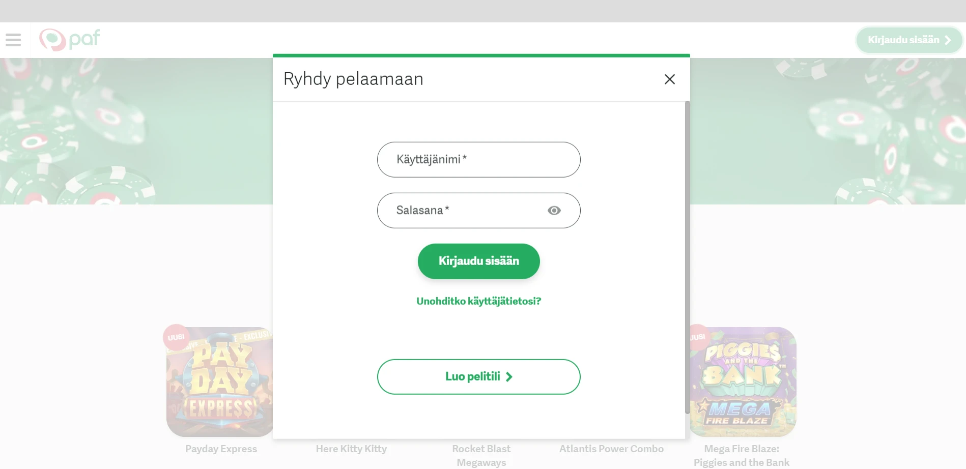 Paf Casino Screenshot