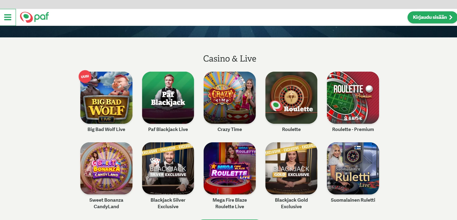 Paf Casino Screenshot