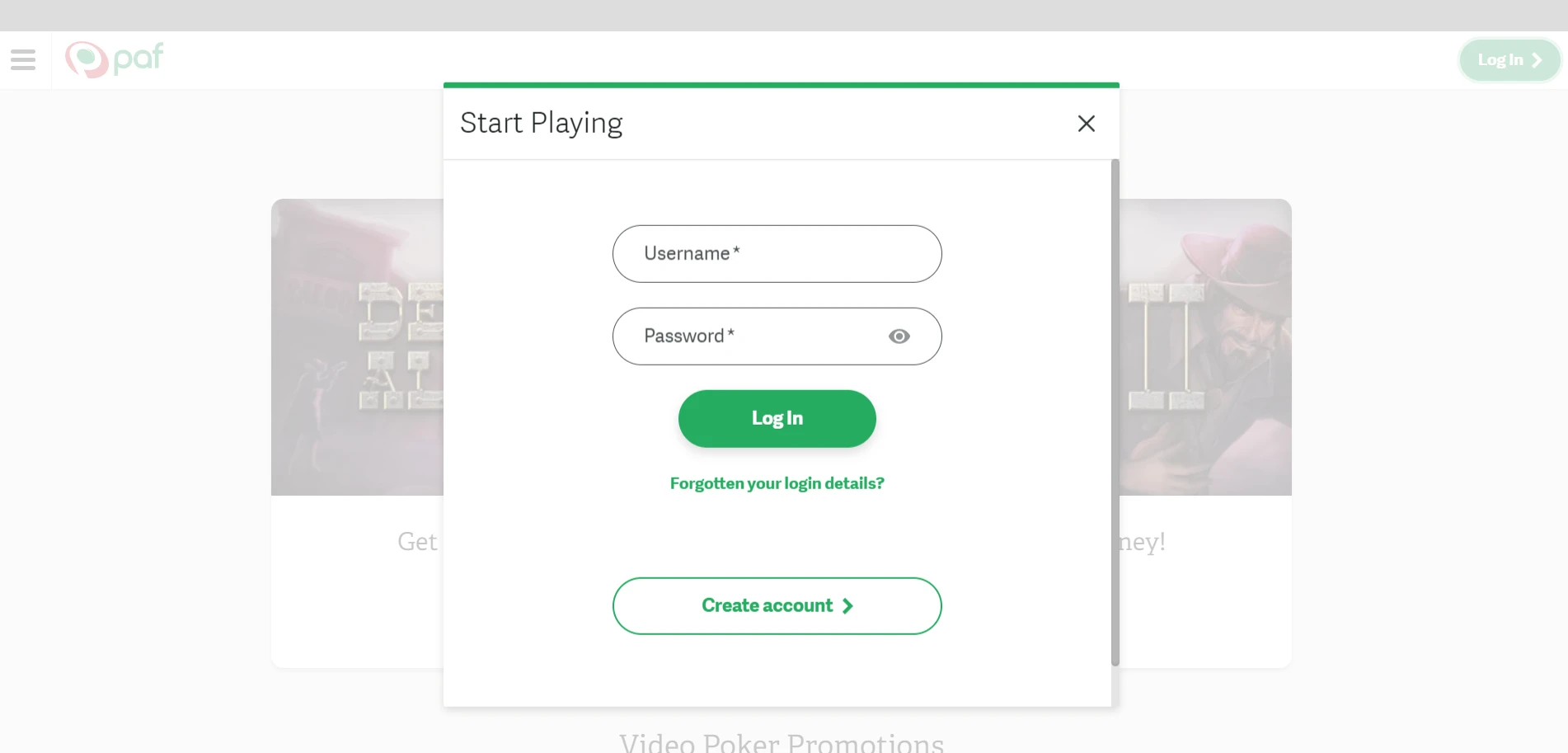 Paf Casino Screenshot