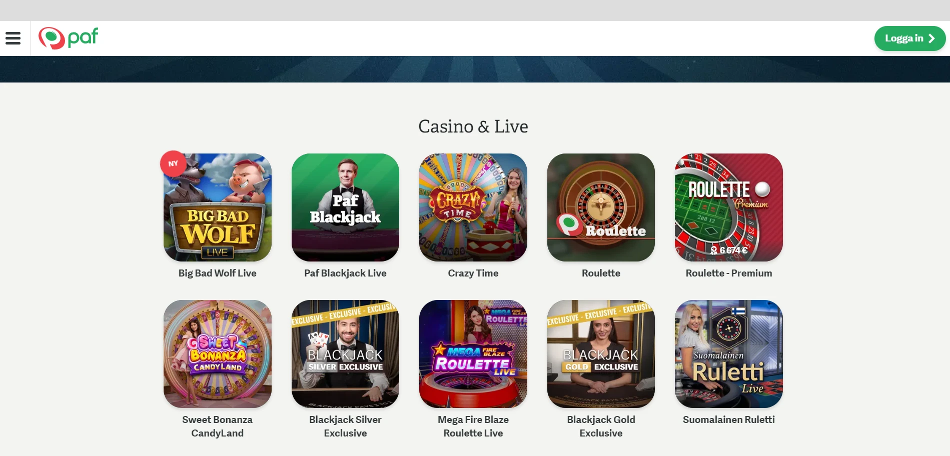 Paf Casino Screenshot