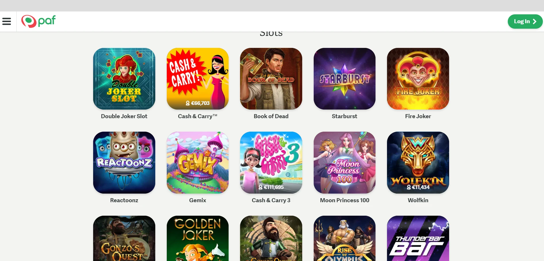 Paf Casino Screenshot