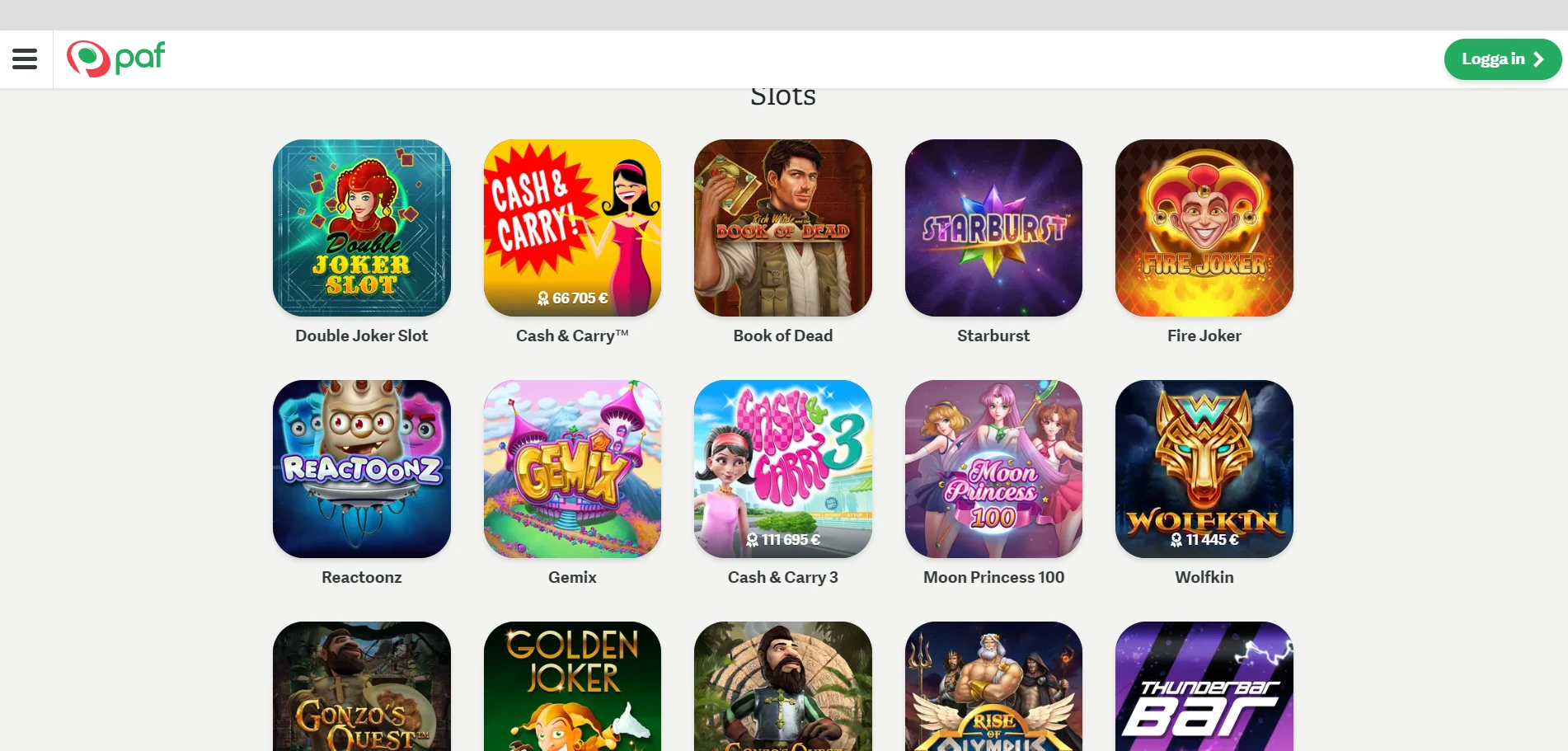 Paf Casino Screenshot