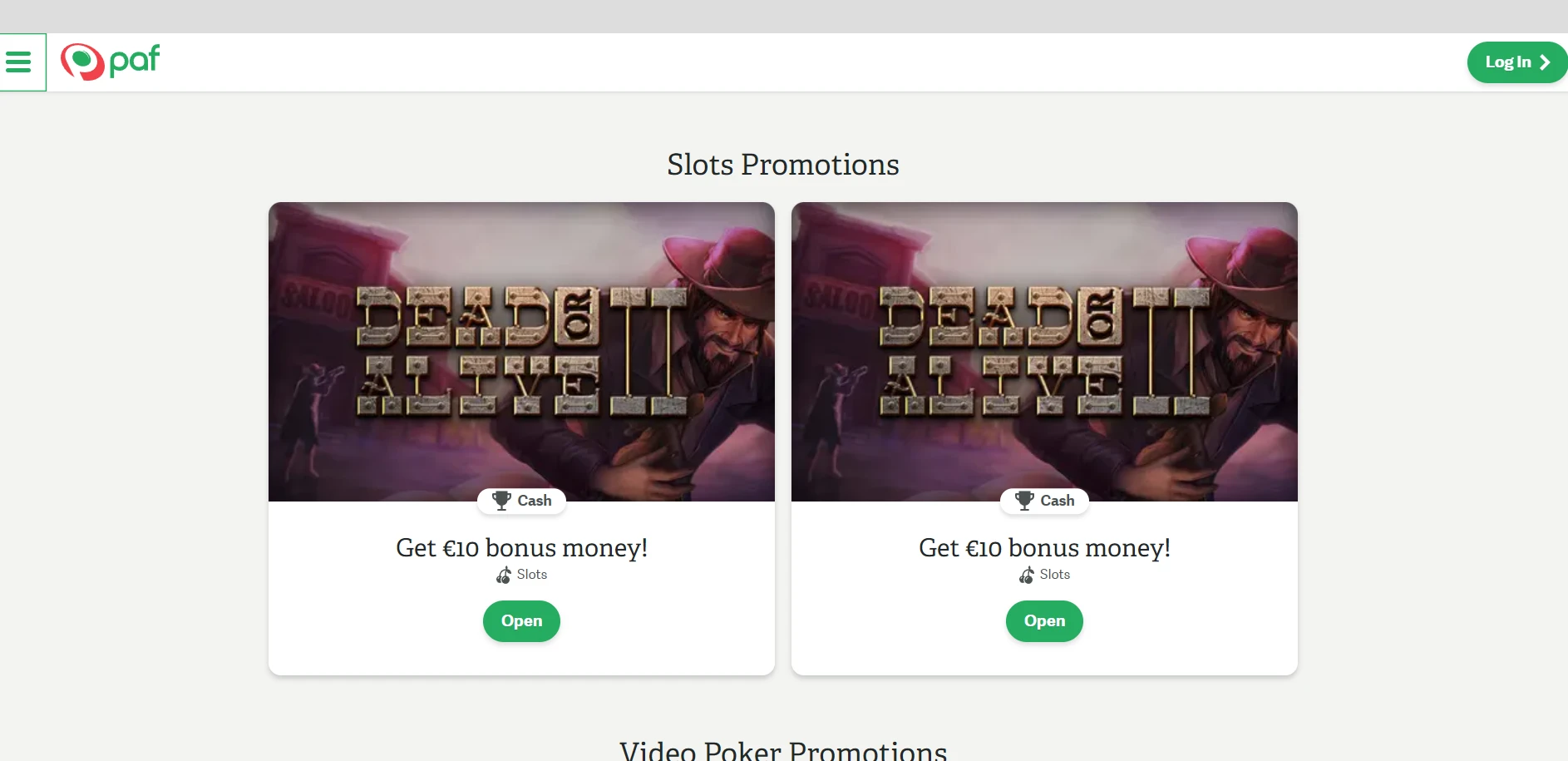Paf Casino Screenshot