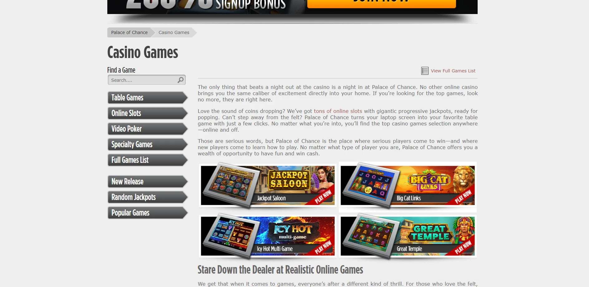 Palace of Chance Screenshot