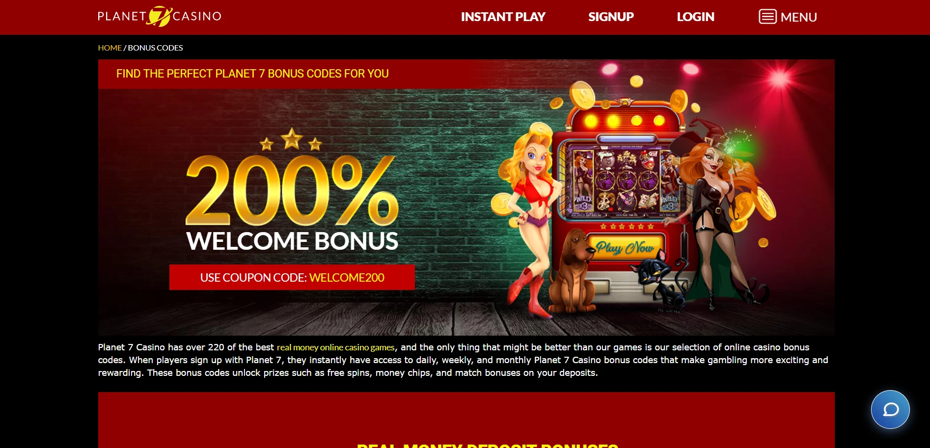 Planet 7 Casino Screenshot