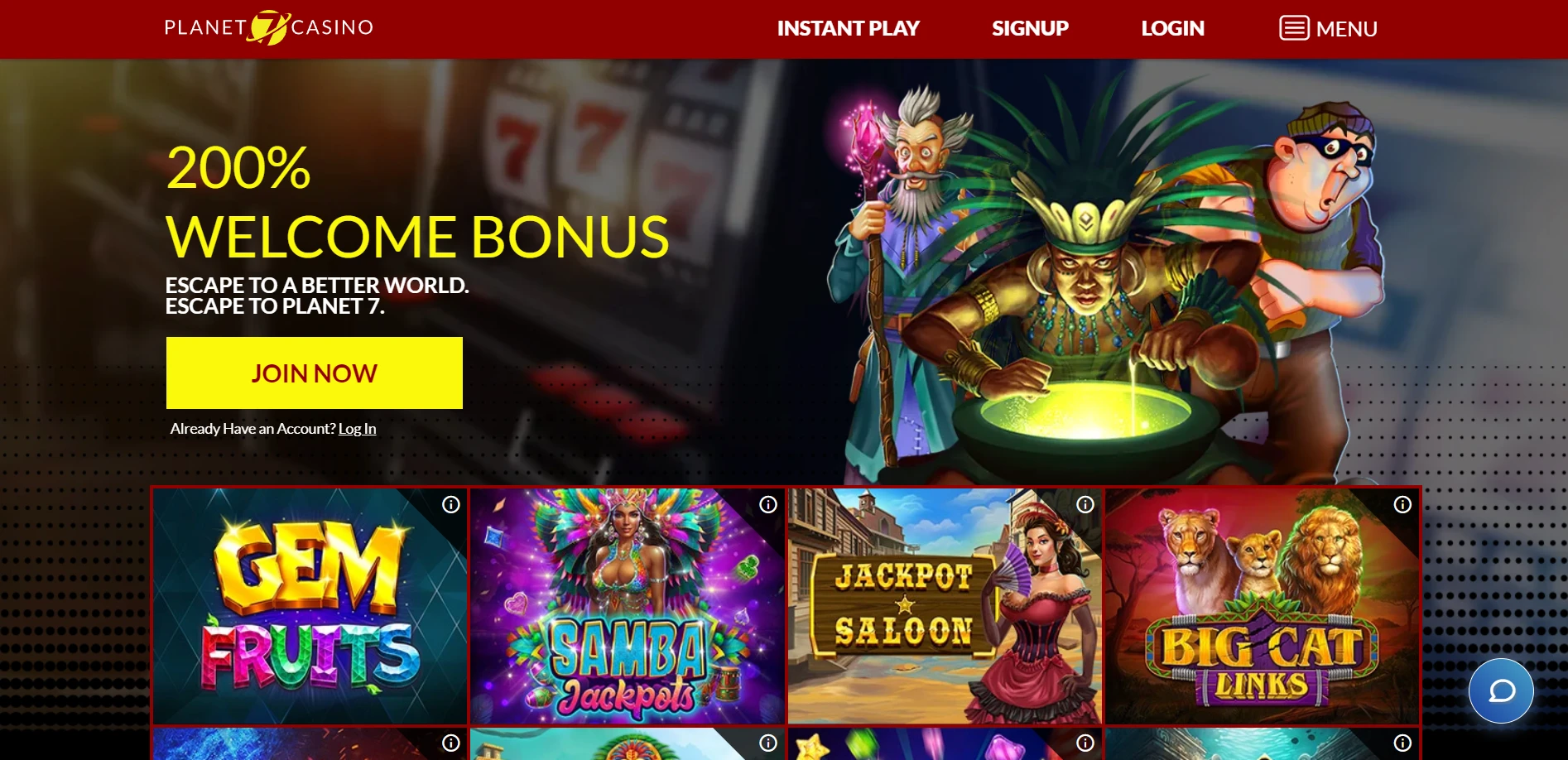 Planet 7 Casino Screenshot