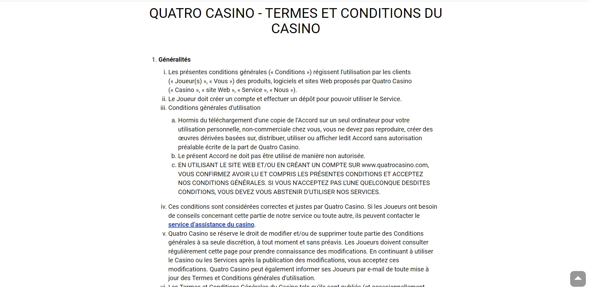 Quatro Casino Screenshot