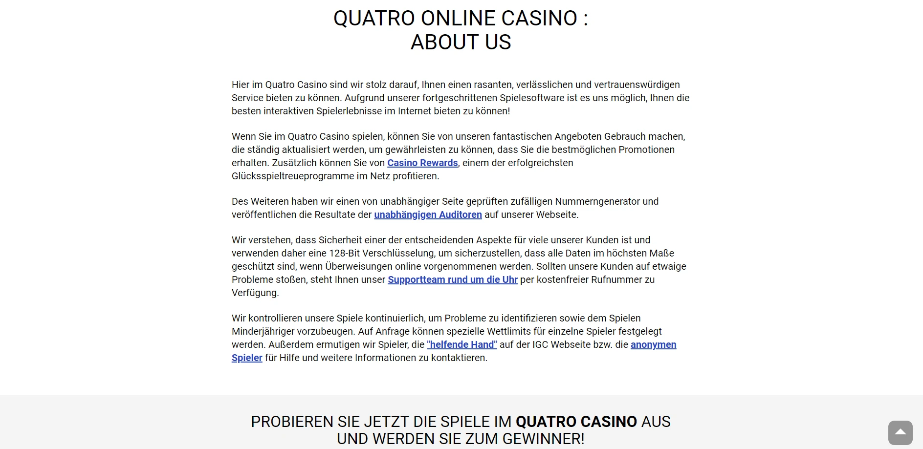 Quatro Casino Screenshot