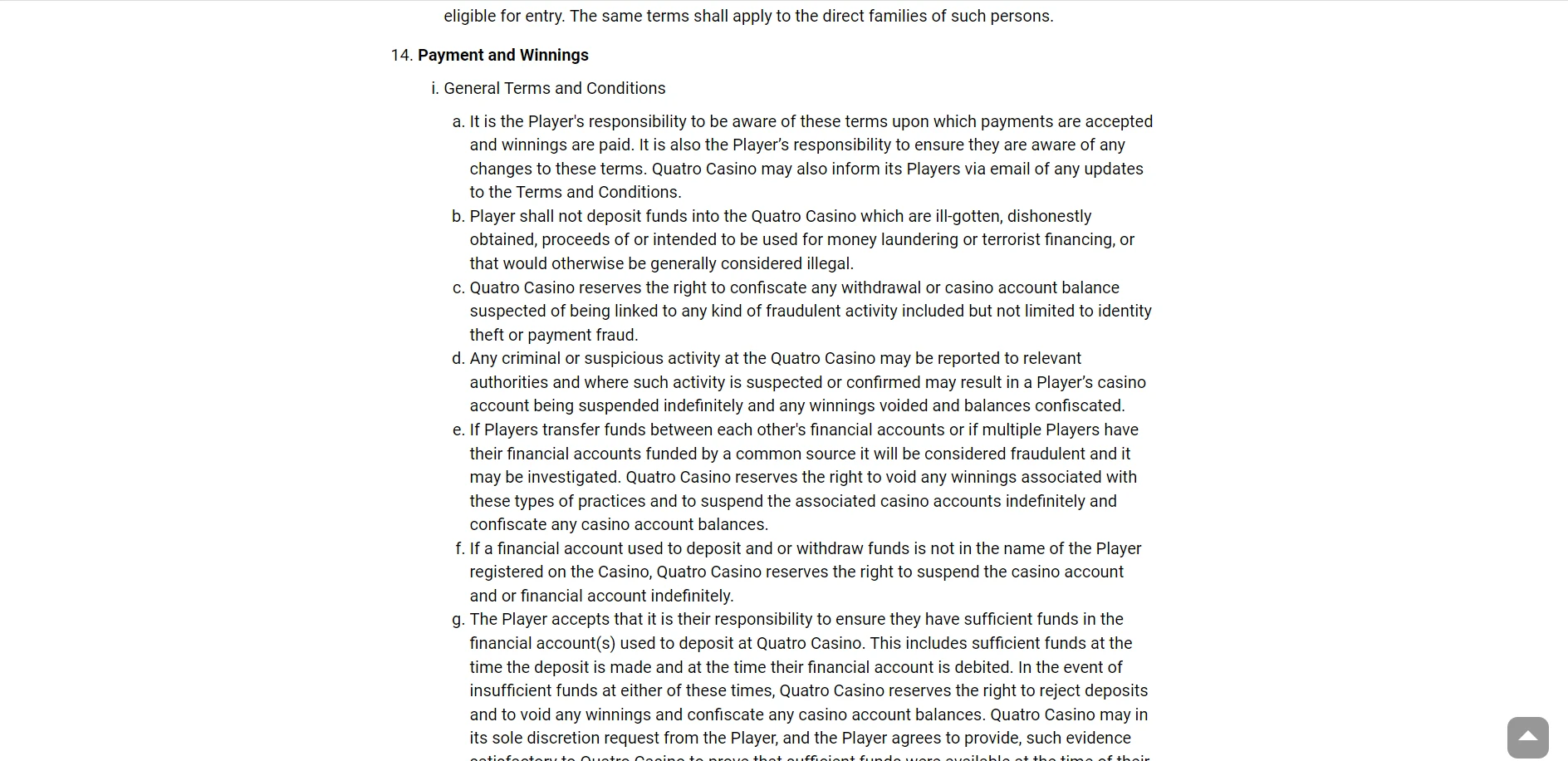 Quatro Casino Screenshot