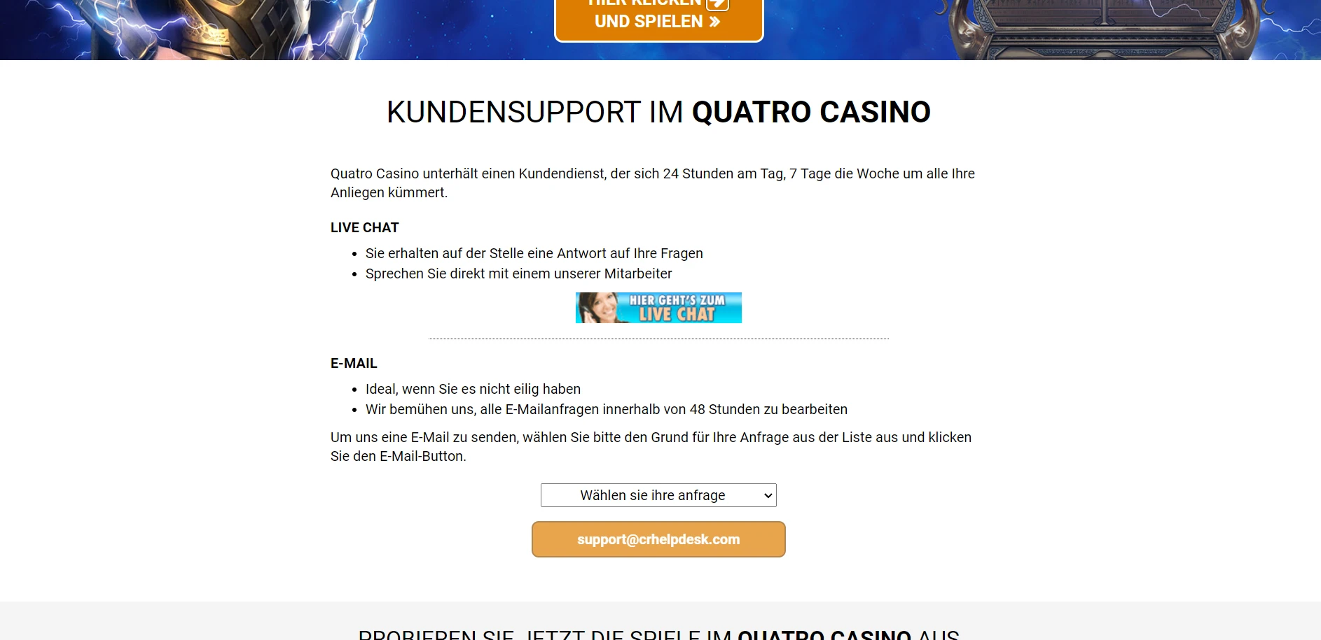 Quatro Casino Screenshot