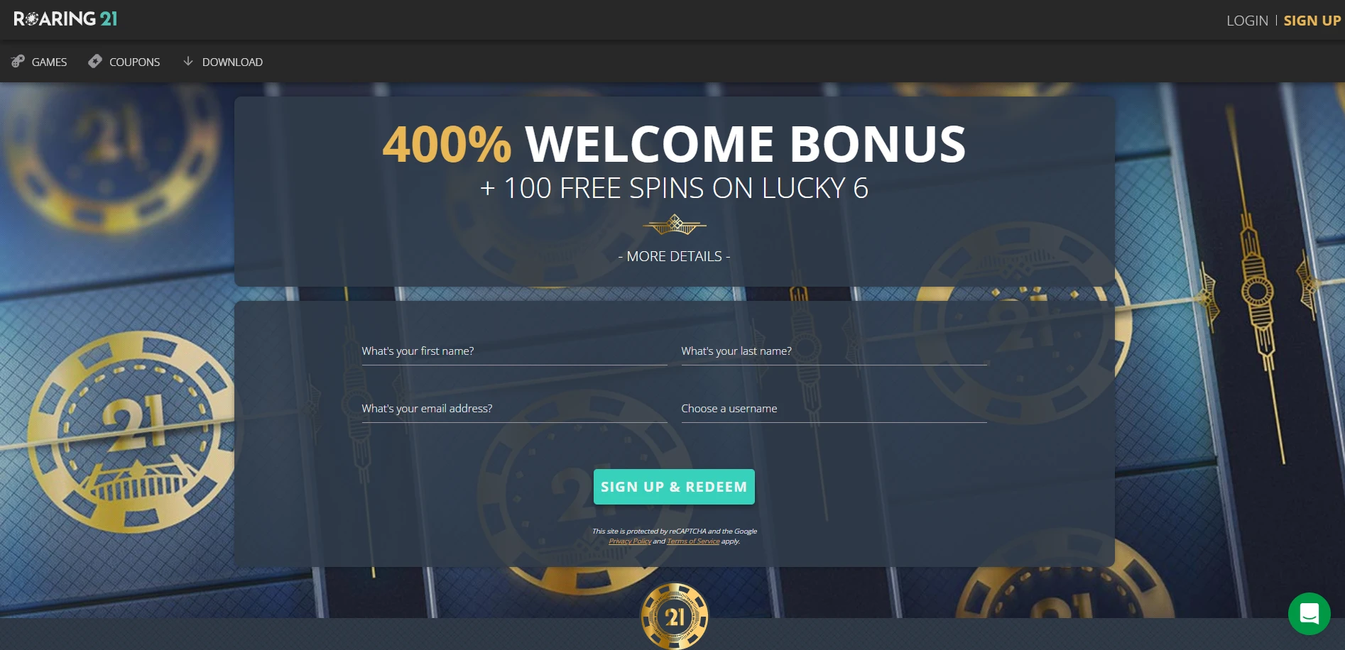 Roaring21 Casino Screenshot
