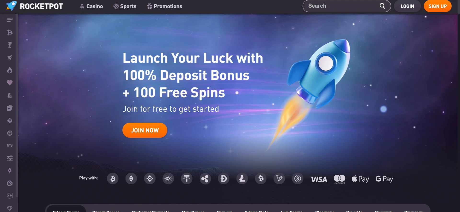 Rocketpot Casino Screenshot