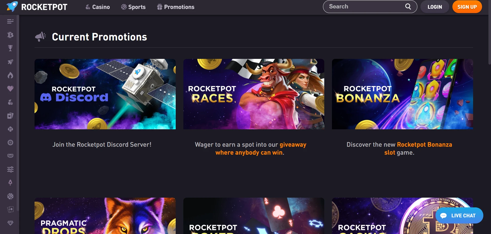 Rocketpot Casino Screenshot