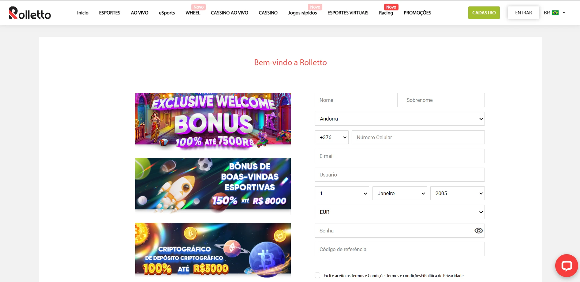 Rolletto Casino Screenshot
