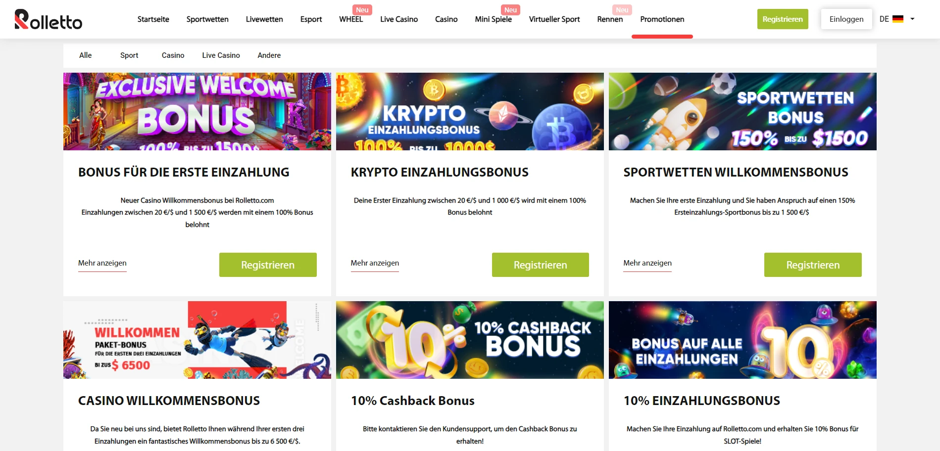 Rolletto Casino Screenshot