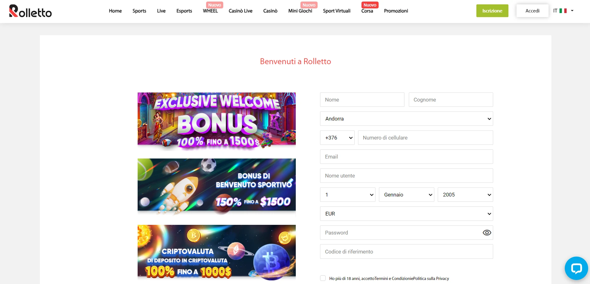 Rolletto Casino Screenshot