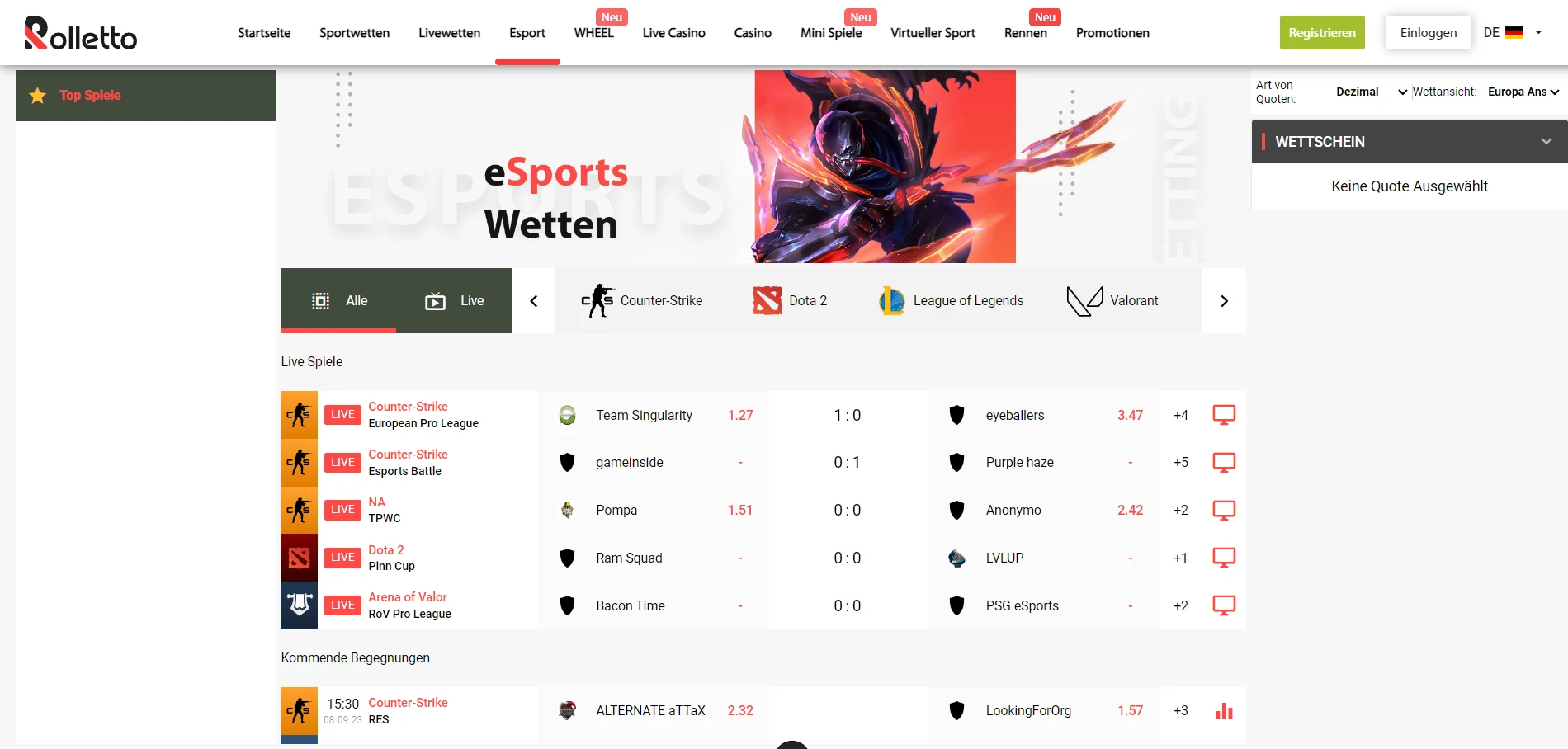 Rolletto Casino Screenshot