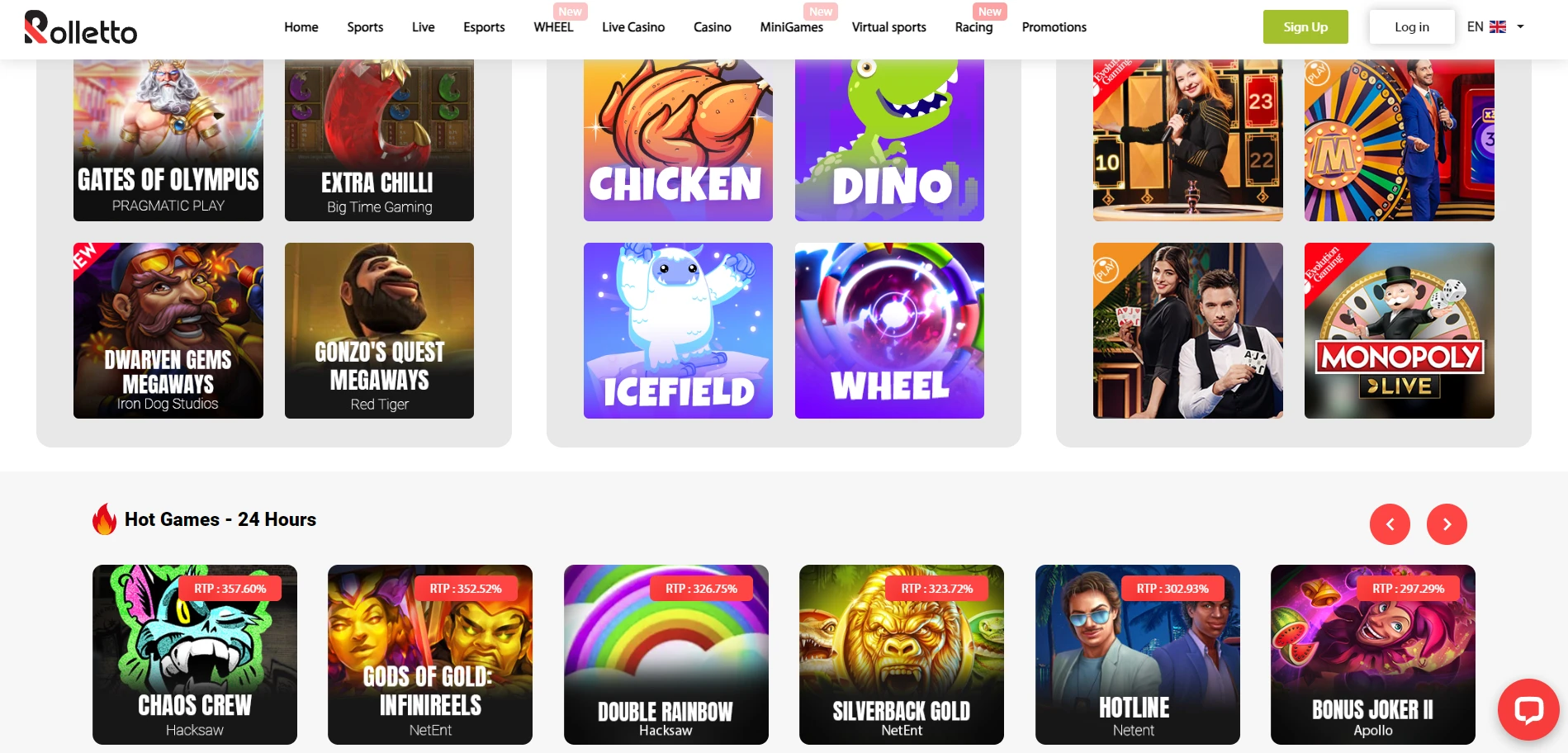 Rolletto Casino Screenshot