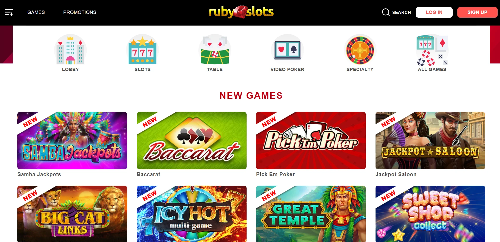 Ruby Slots Casino Screenshot