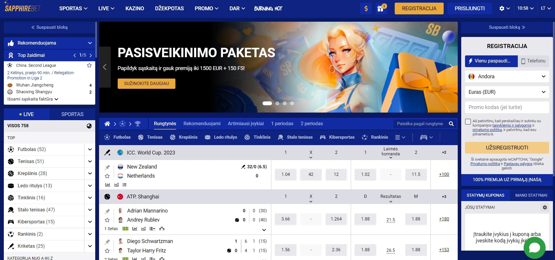 SapphireBet Casino Screenshot