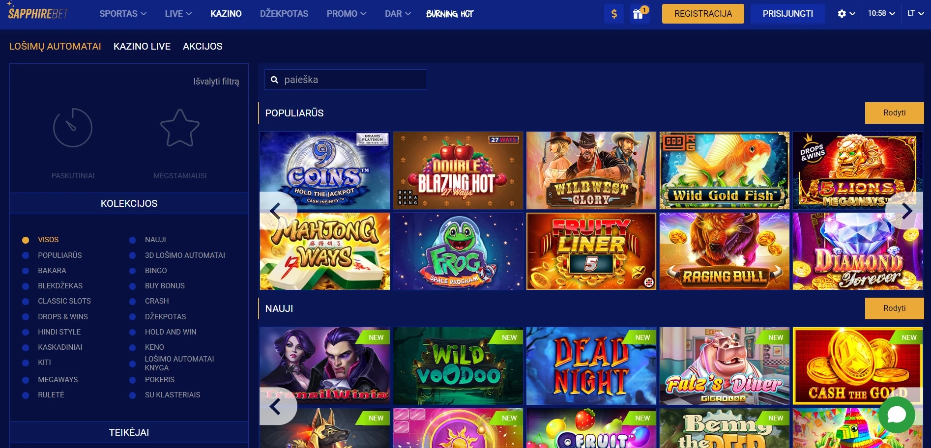 SapphireBet Casino Screenshot