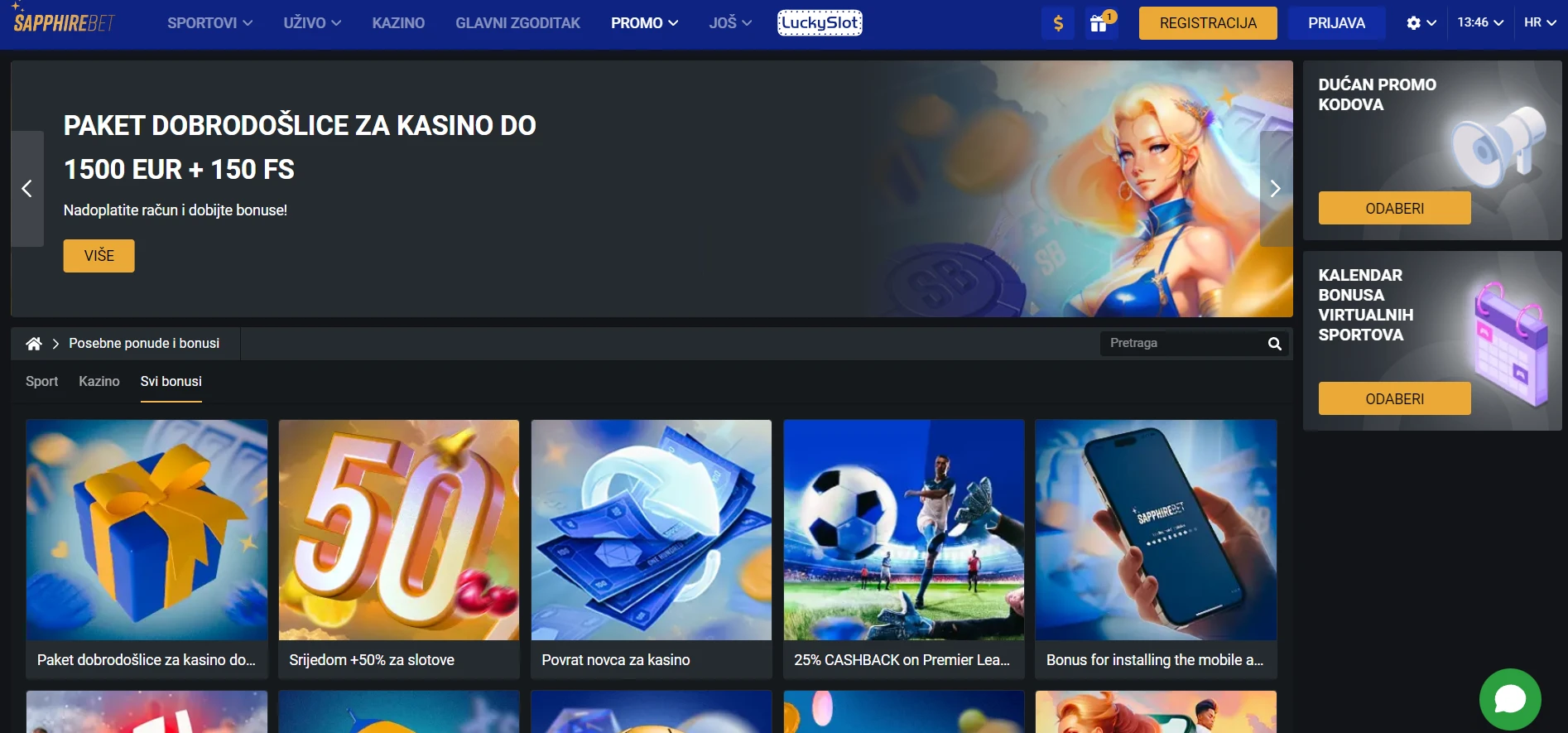 SapphireBet Casino Screenshot