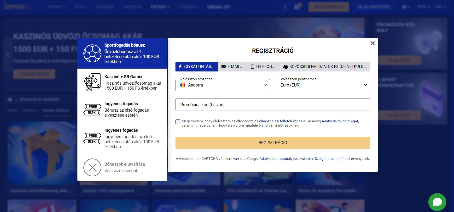 SapphireBet Casino Screenshot