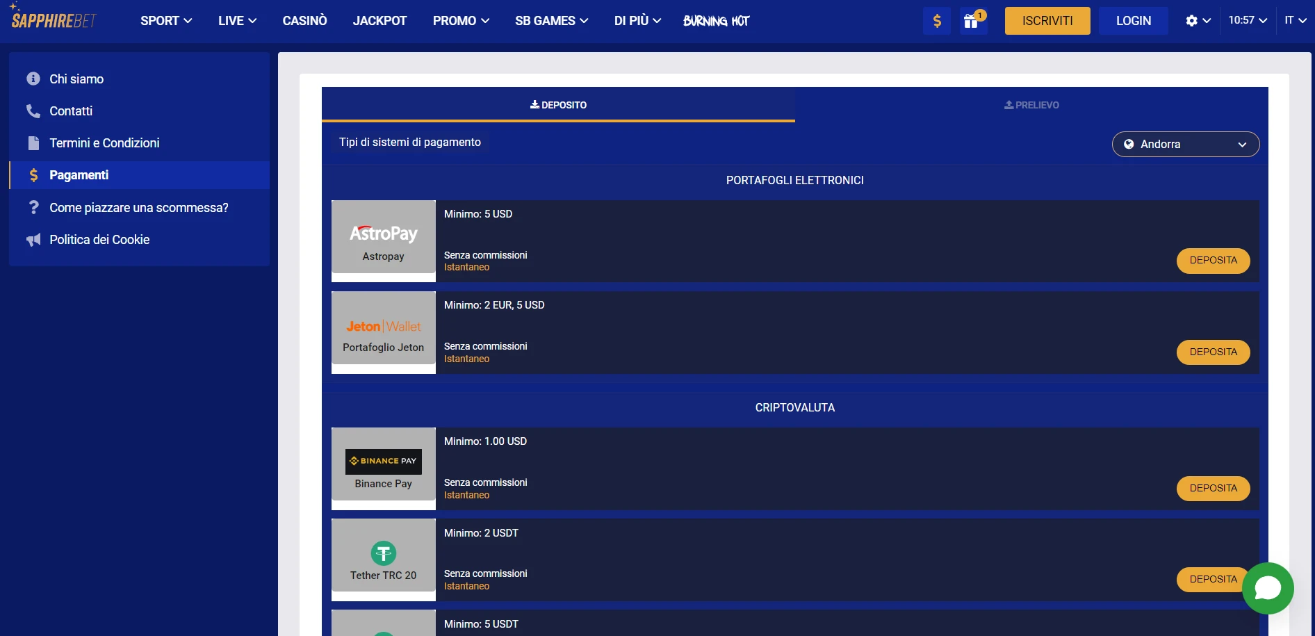 SapphireBet Casino Screenshot