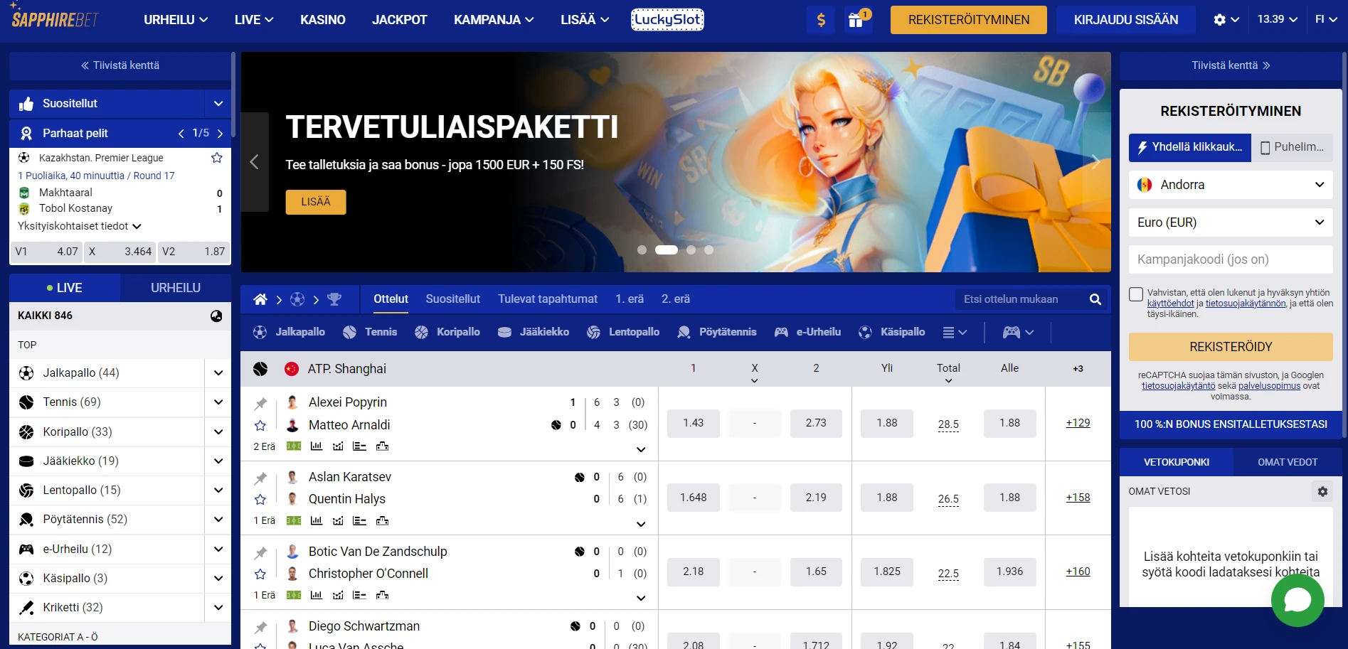 SapphireBet Casino Screenshot
