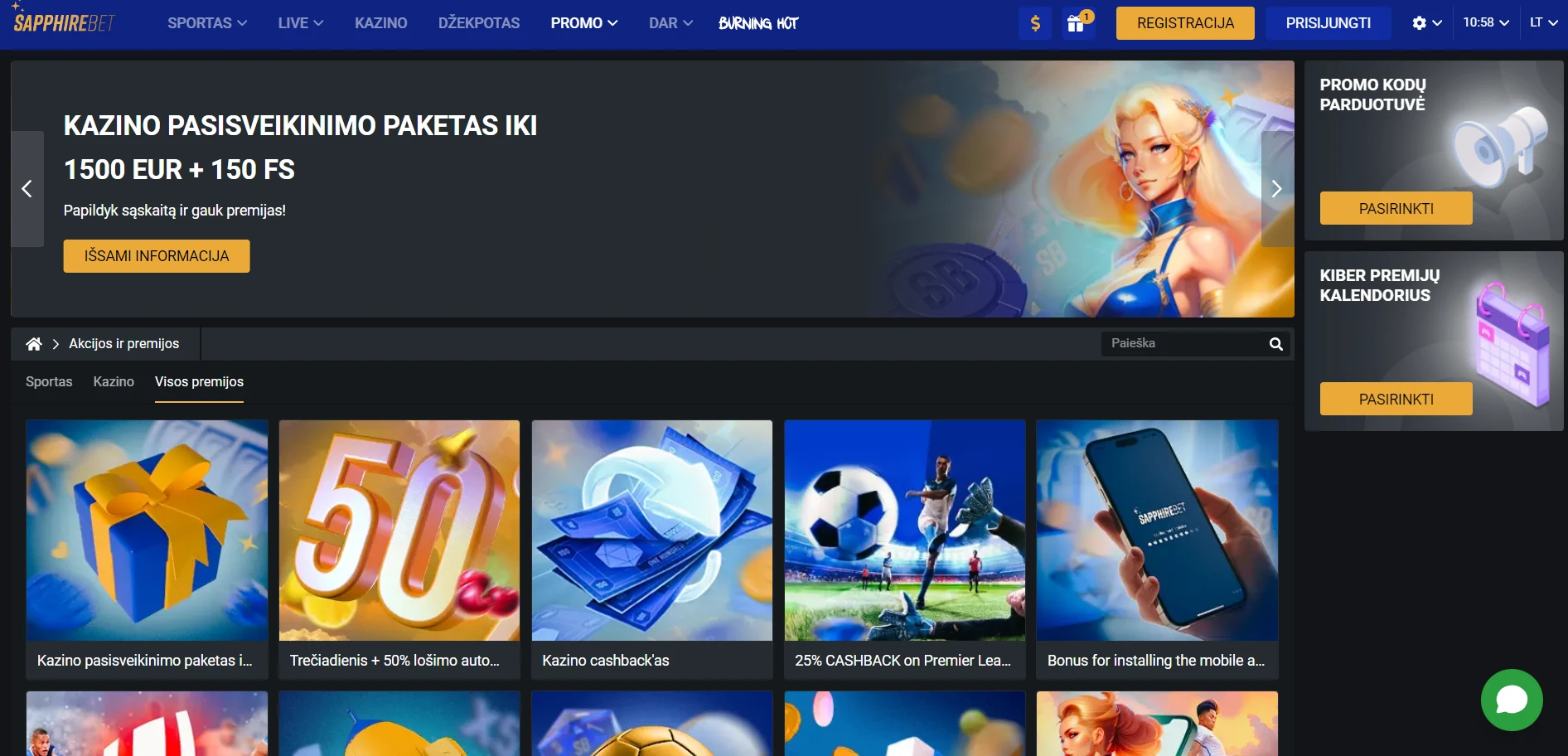 SapphireBet Casino Screenshot