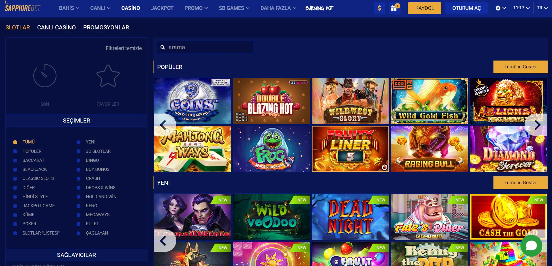 SapphireBet Casino Screenshot