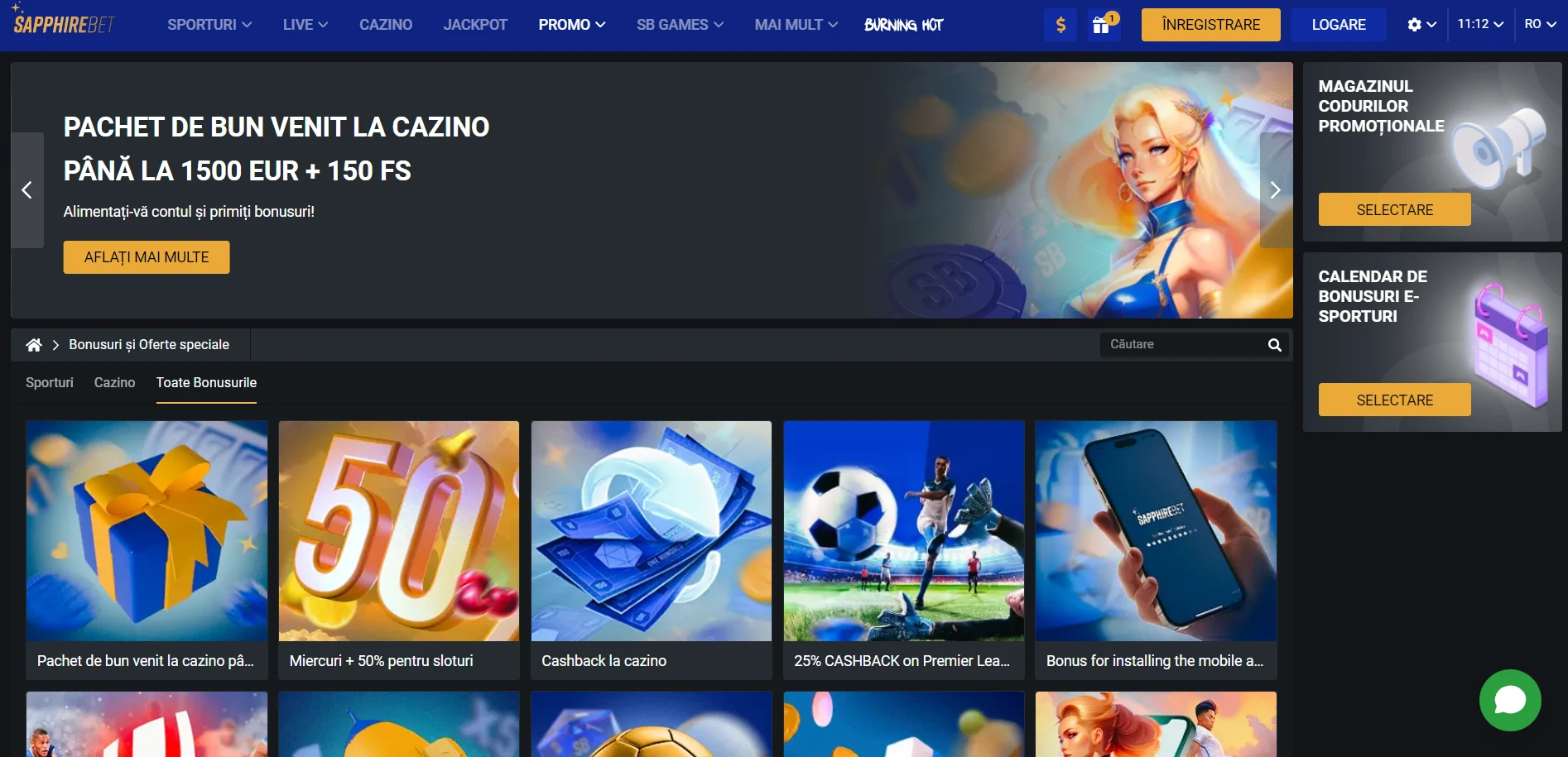 SapphireBet Casino Screenshot