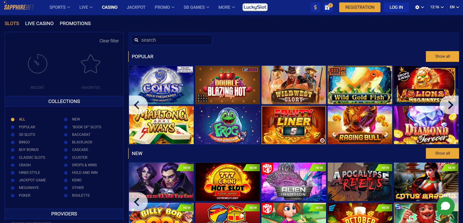 SapphireBet Casino Screenshot