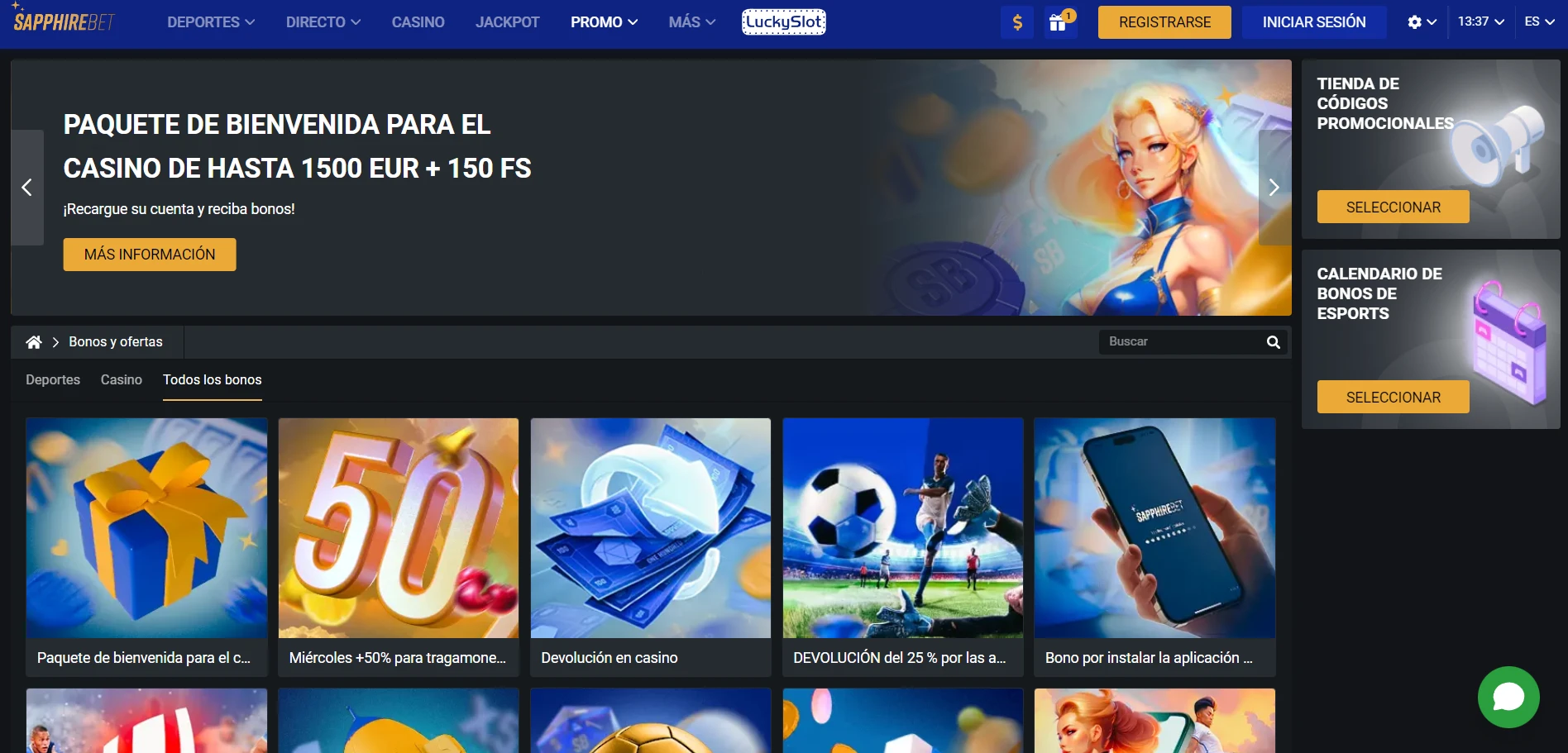SapphireBet Casino Screenshot