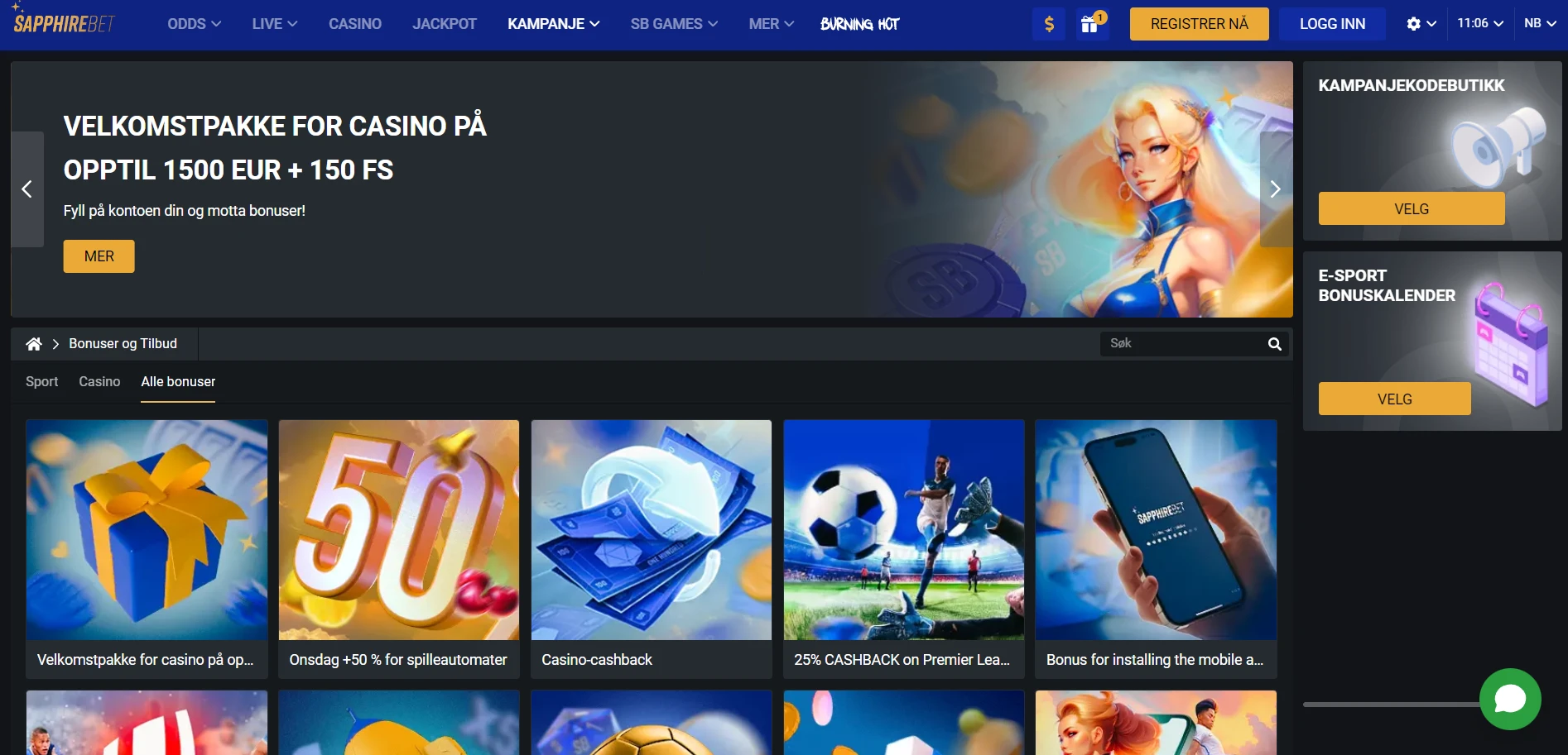 SapphireBet Casino Screenshot