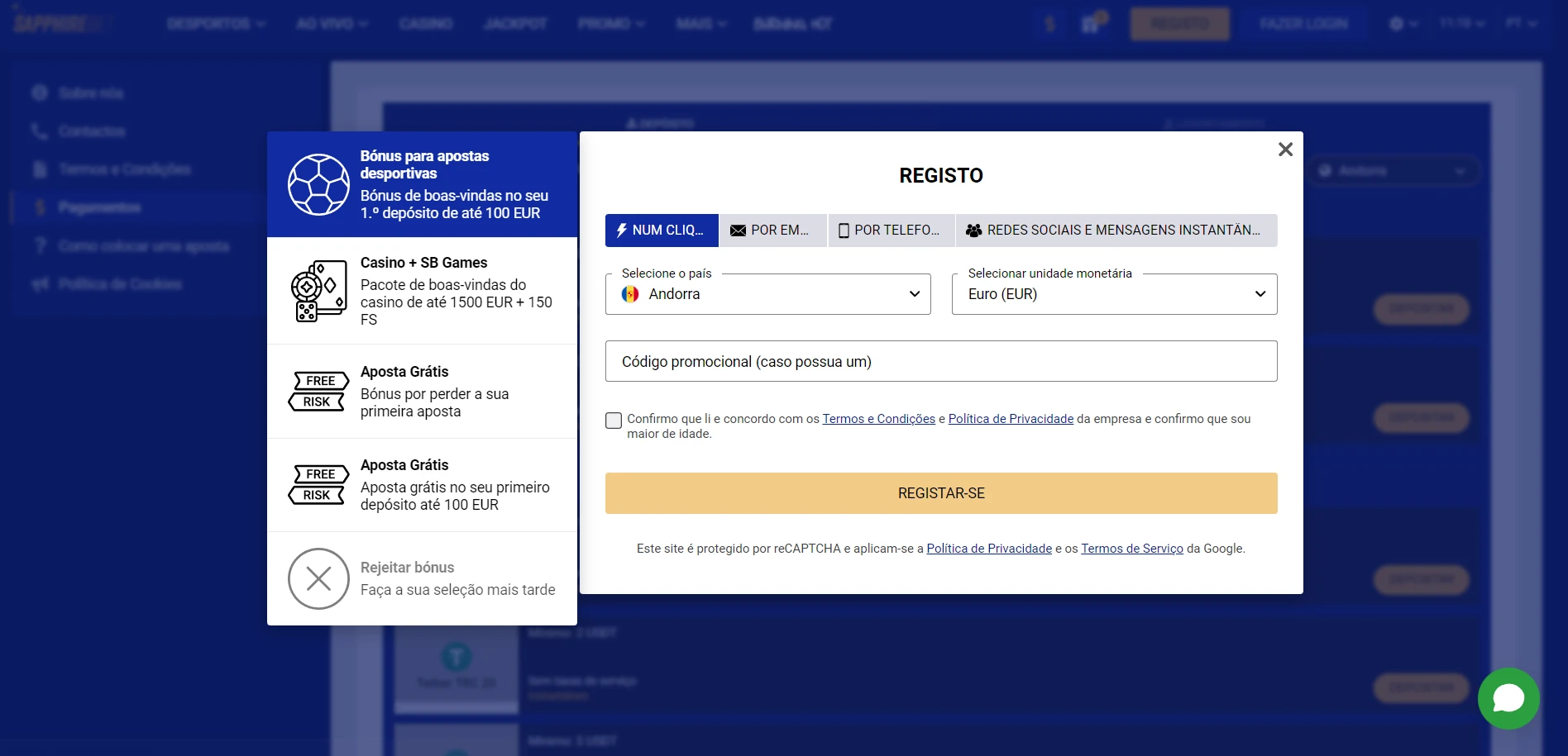 SapphireBet Casino Screenshot