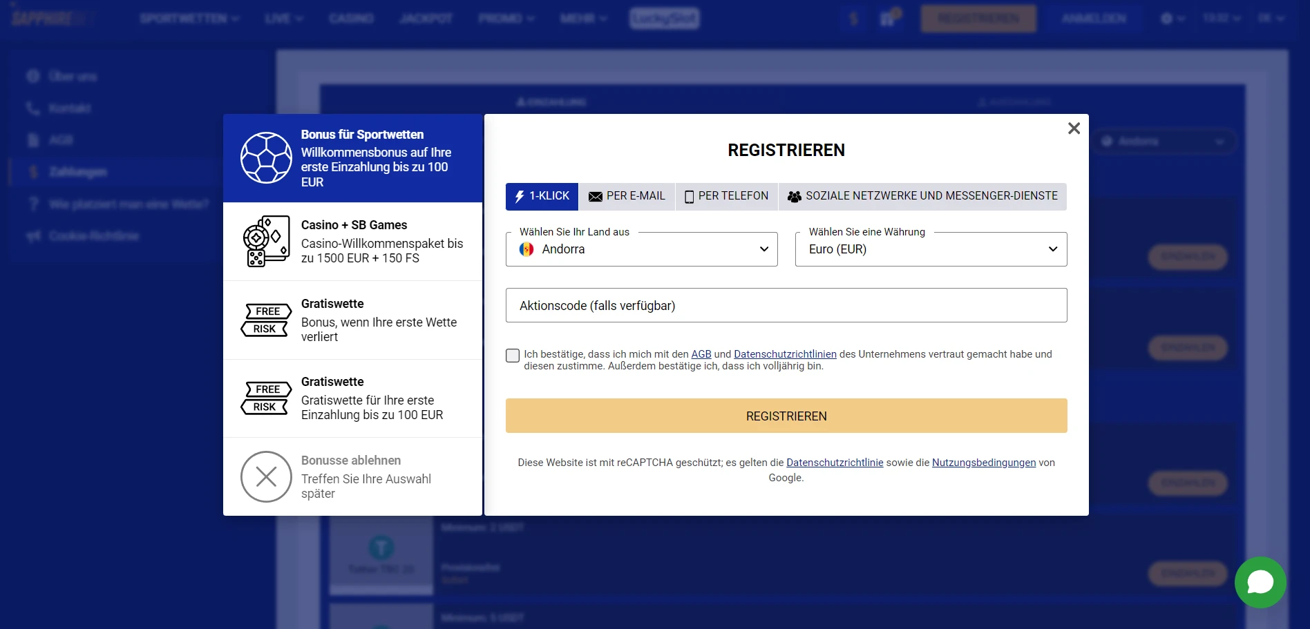 SapphireBet Casino Screenshot