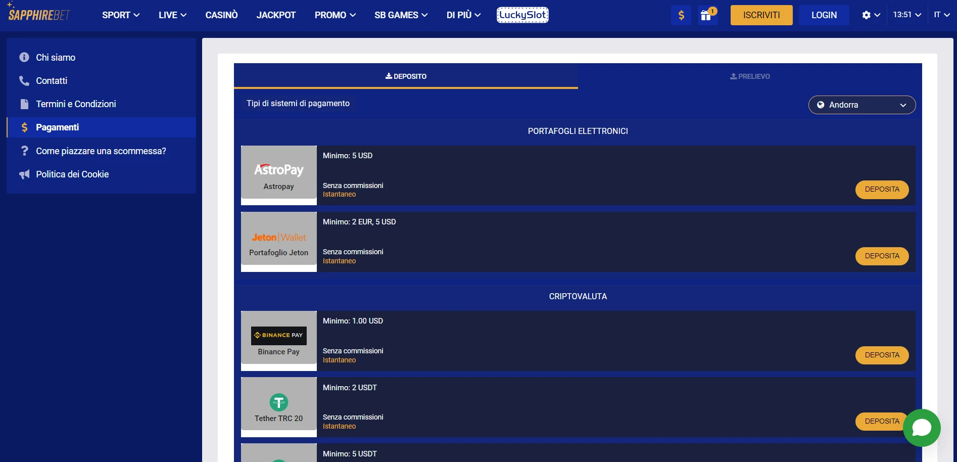 SapphireBet Casino Screenshot