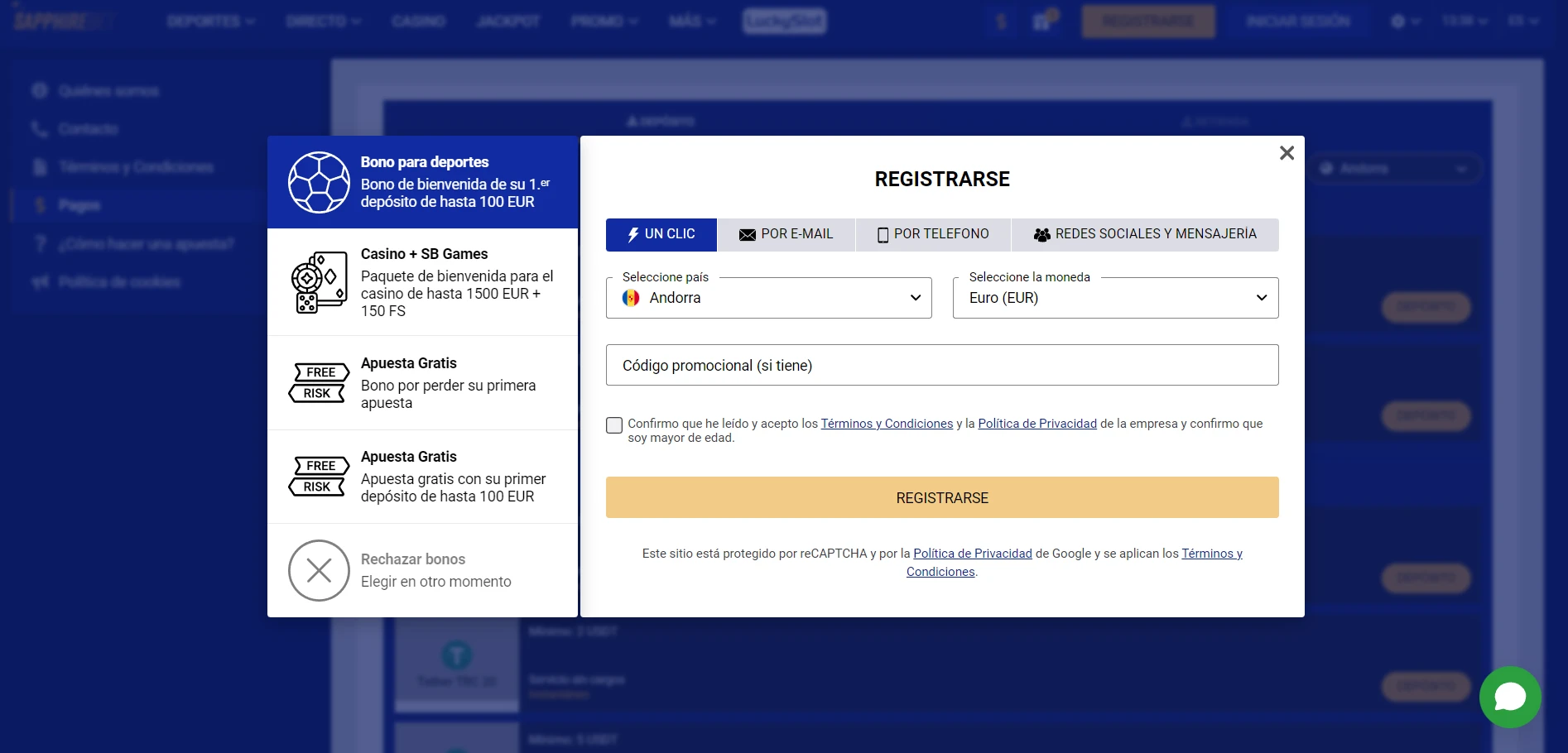 SapphireBet Casino Screenshot
