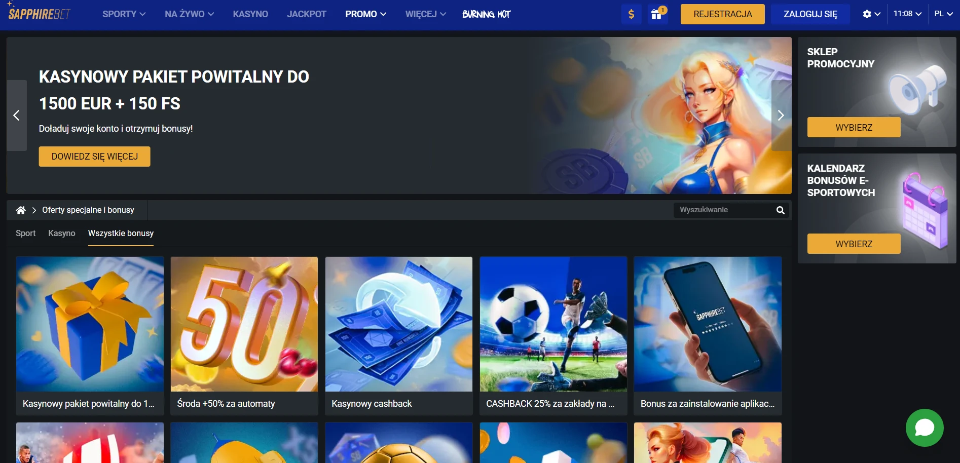 SapphireBet Casino Screenshot