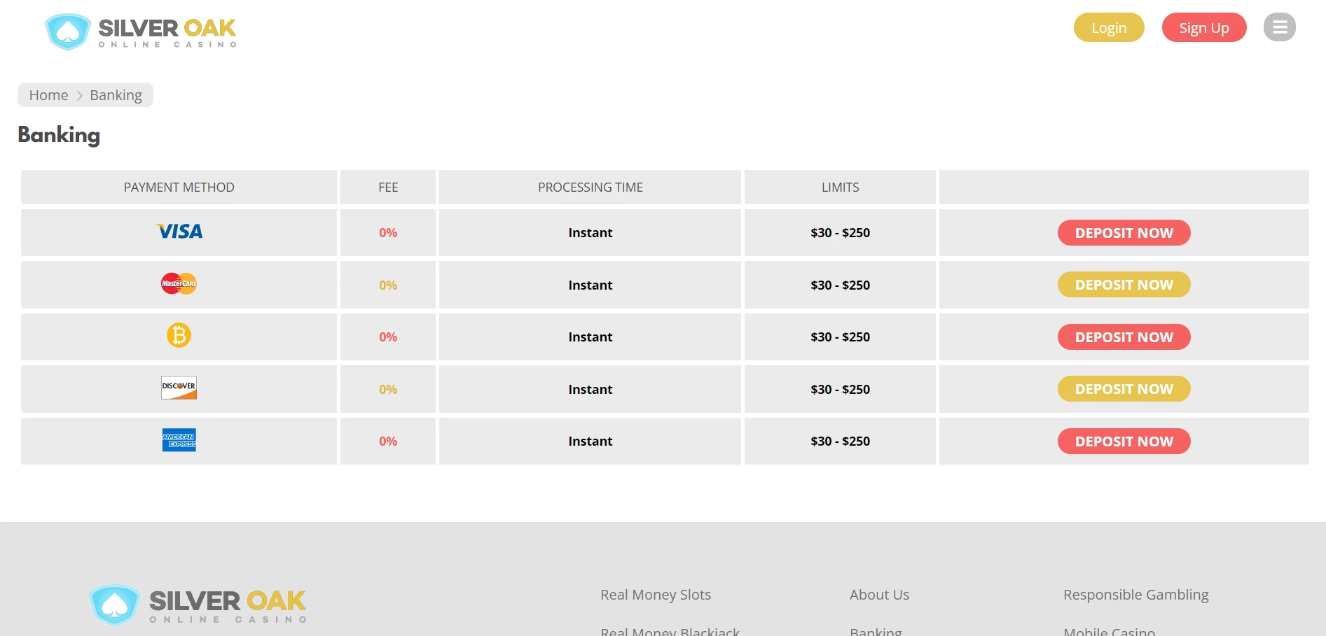 Silver Oak Casino Screenshot