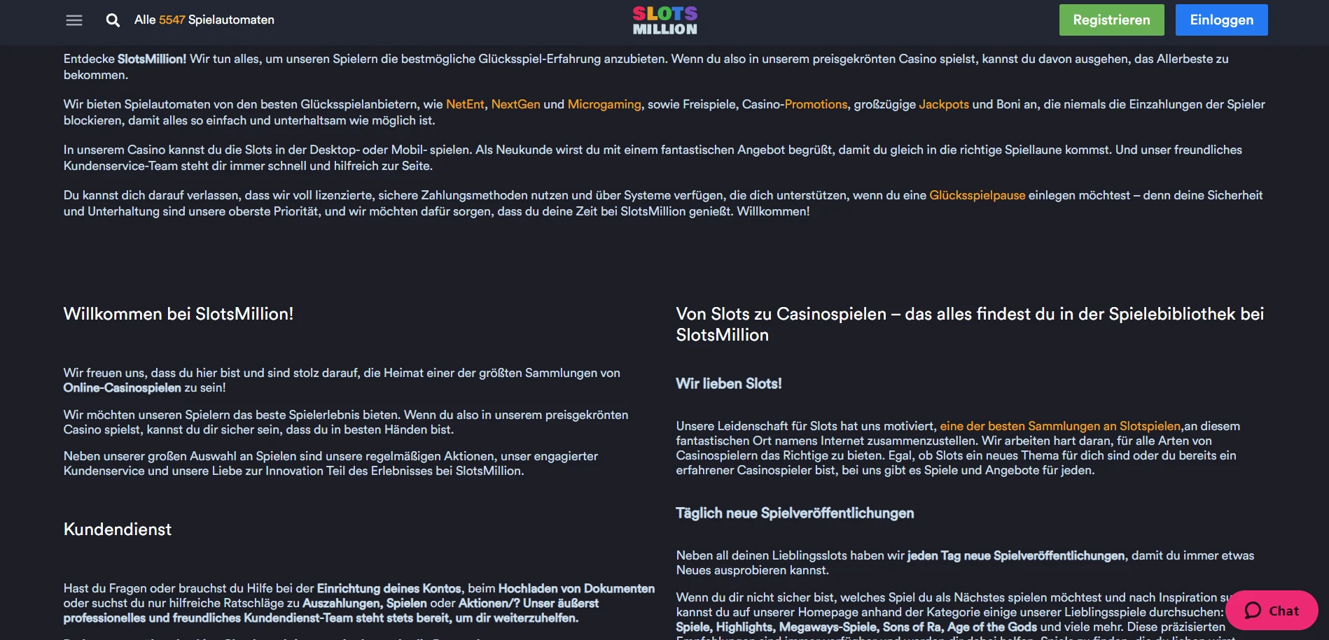 SlotsMillion Casino Screenshot