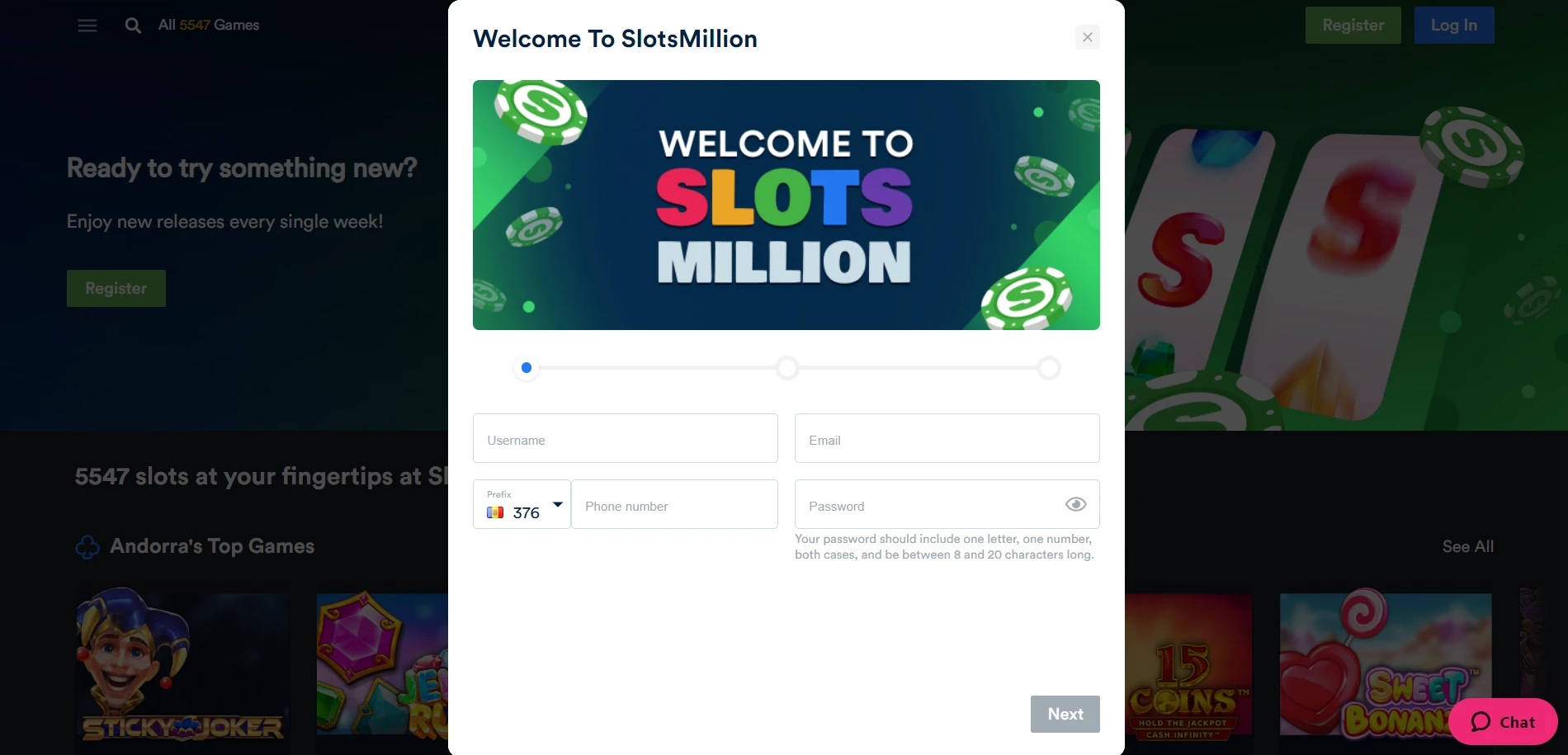 SlotsMillion Casino Screenshot