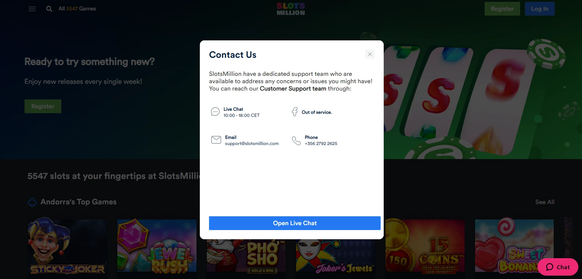 SlotsMillion Casino Screenshot