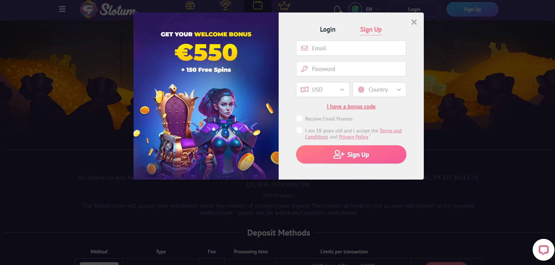 Slotum Casino Screenshot