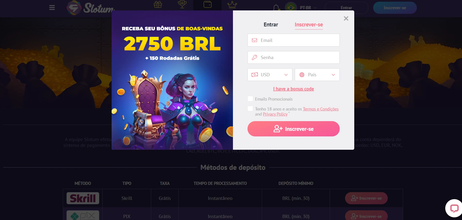 Slotum Casino Screenshot