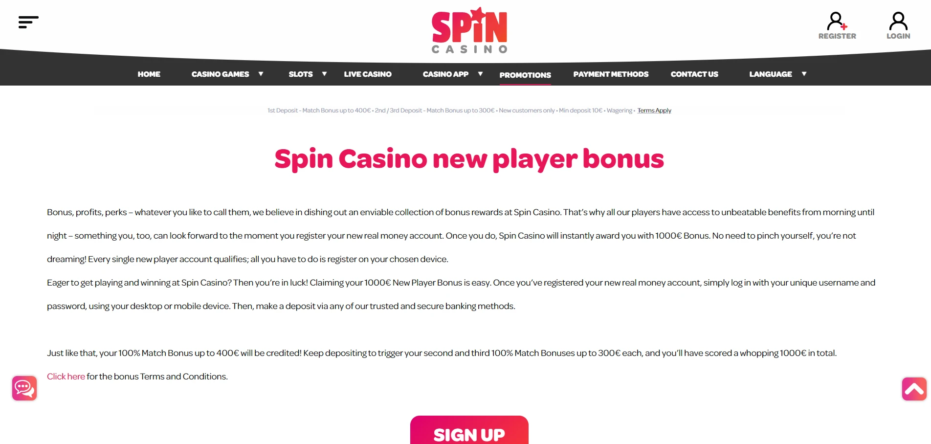 Spin Casino Screenshot