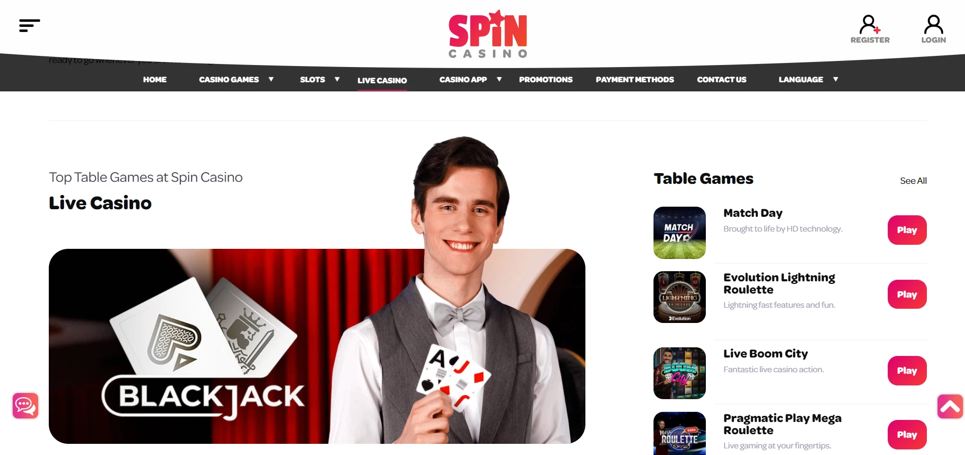 Spin Casino Screenshot