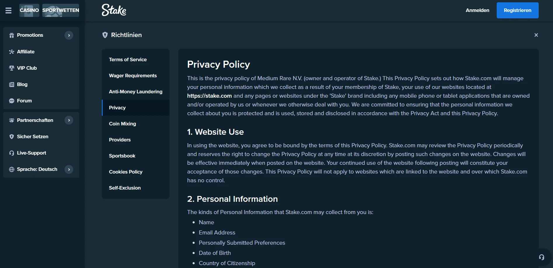 Stake Casino Screenshot