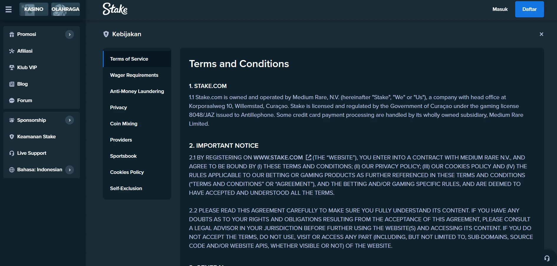 Stake Casino Screenshot
